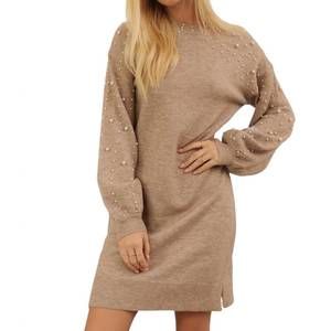 NEW ENDLESS BLU. pearl point sweater dress in heathered beige